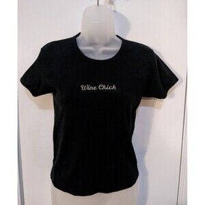 Classic Girl American Apparel Wine Chick Vintage Rhinestone Black T-shirt M